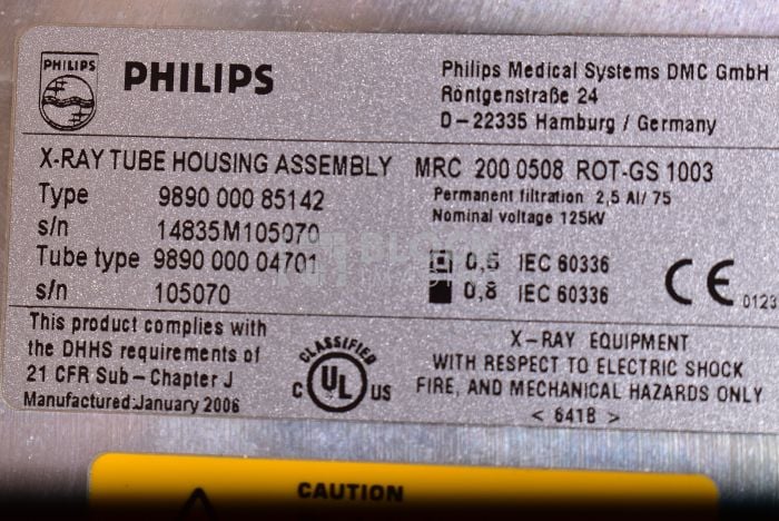 9890-000-85142 MRC 200 0508 ROT-GS 1003 X-ray Tube for